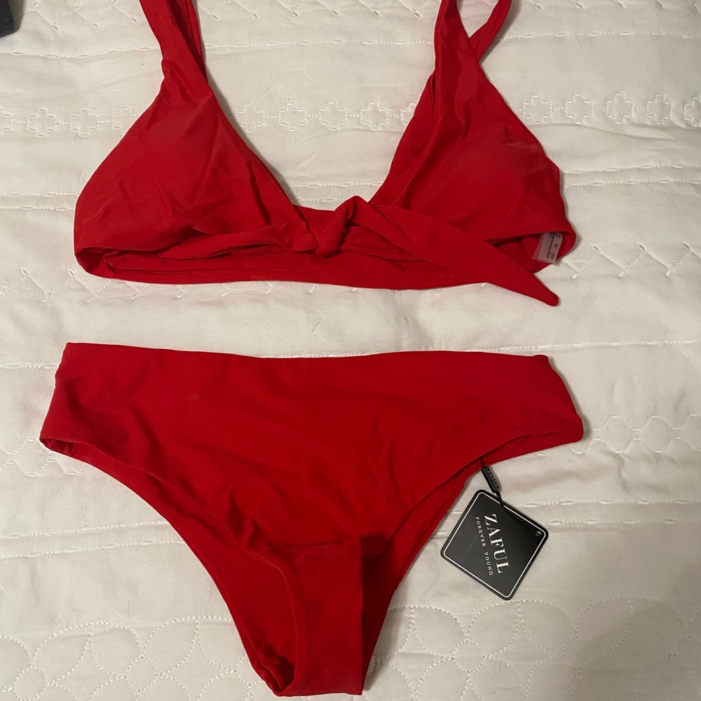 Red zaful tie bathing suit. Brand new never worn